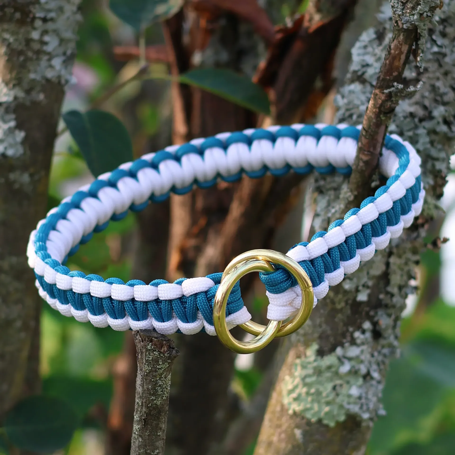 Collier martingale en paracorde (7 pouces, Carte blanche, Pas de couleur supplémentaire, Brass)