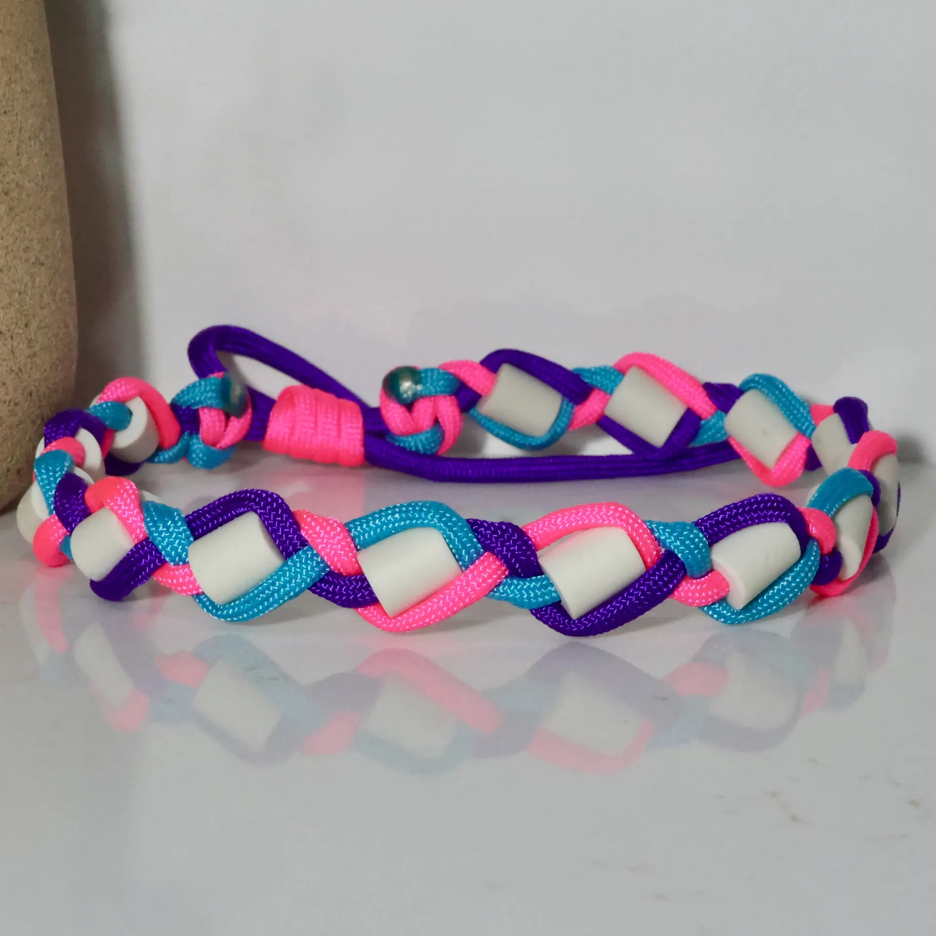 Collier EM Raiponce (Rose néon, mauve néon et turquoise) (xx-small (7 à 11 pouces))