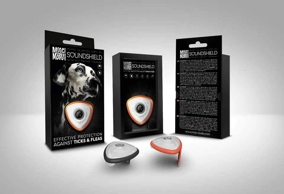 Médaille ultrasons contre les puces et les tiques - Max et Molly (Noir)