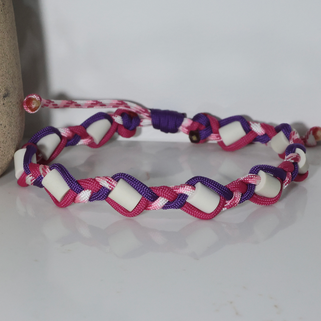 Collier EM Raiponce (soutien cancer, violet et fuchsia)
